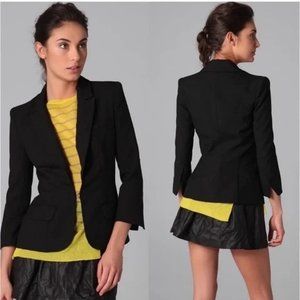 A.L.C. Jude Wool Mohair Blazer with Leather in Black Career Business Womens Sz 6